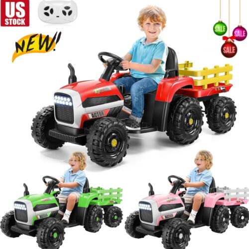 Electric Ride-On Tractor Car with Trailer for Kids - Remote Controlled Toy Vehicle (12V) - Image 2