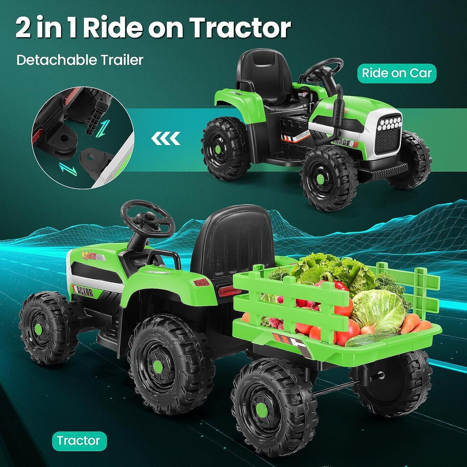 Electric Ride-On Tractor for Kids with Remote Control and LED Headlights - Image 27