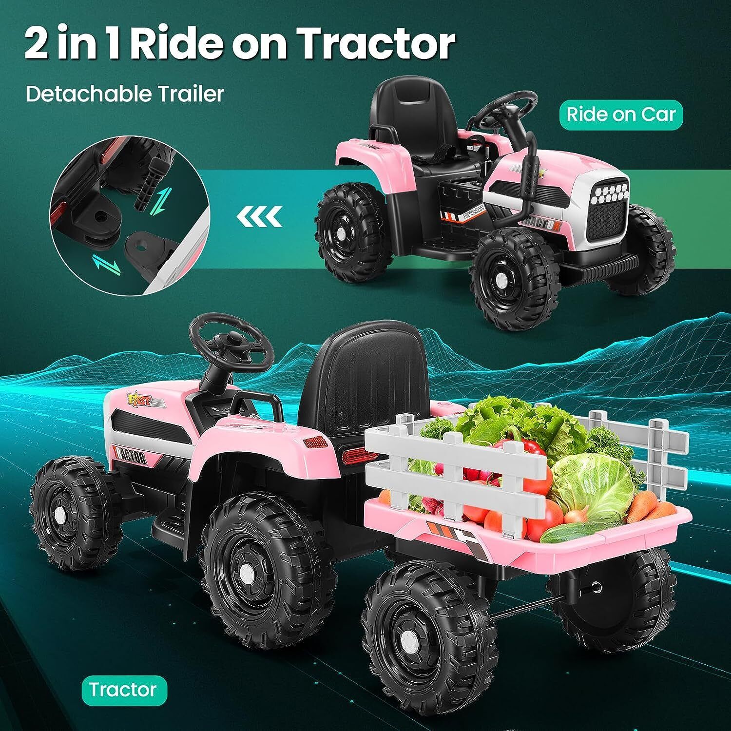 Electric Ride-On Tractor for Kids with Remote Control and LED Headlights - Image 7