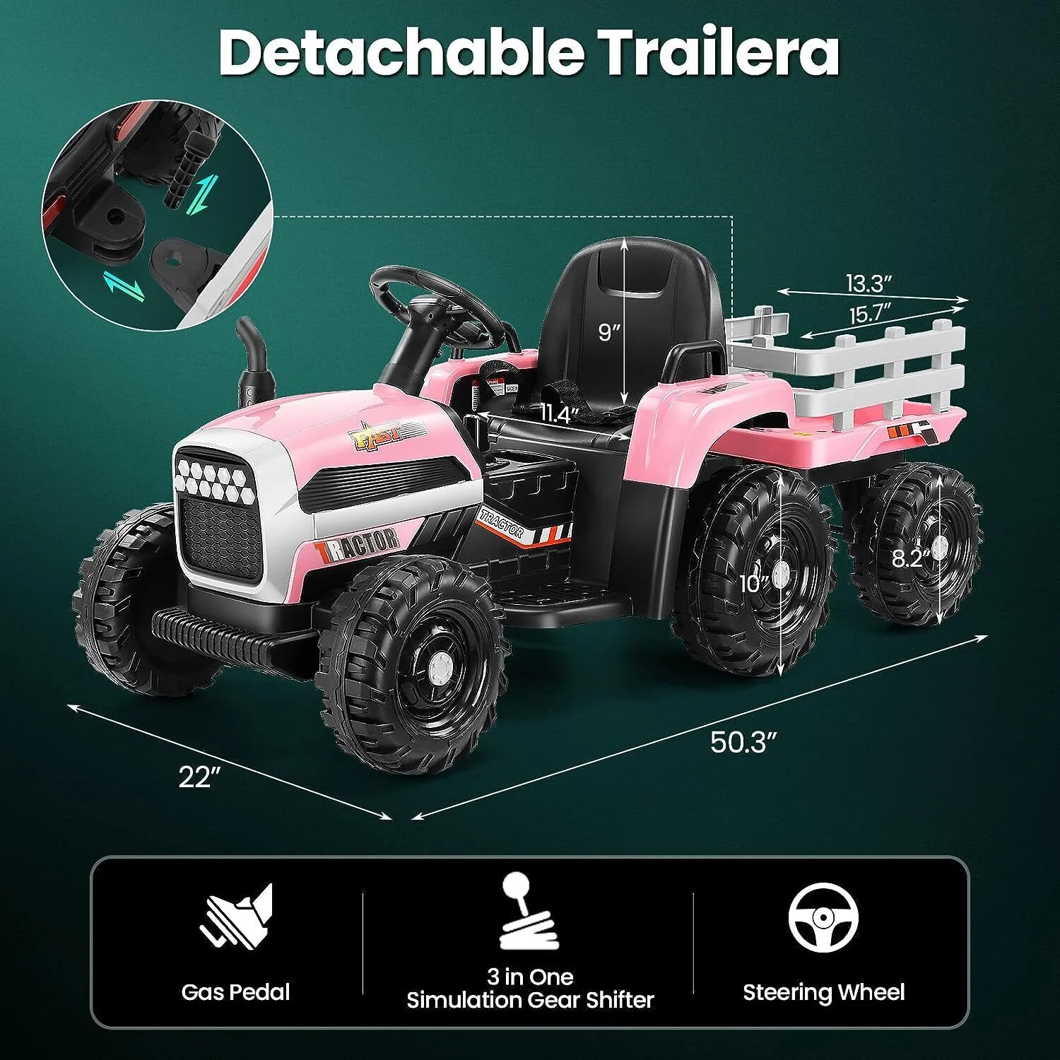 Electric Ride-On Tractor for Kids with Remote Control, LED Lights, and Music Player - Image 23