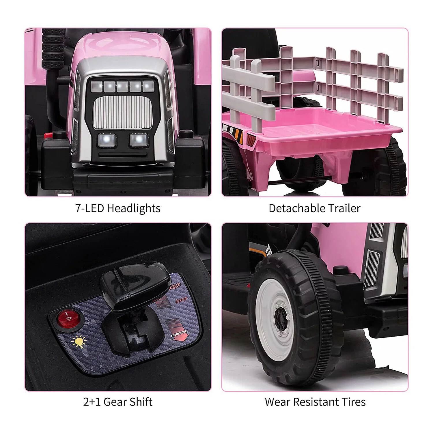 Electric Ride-On Tractor Trailer Toy for Kids with Remote Control and MP3 Player - 12V 35W - Image 4