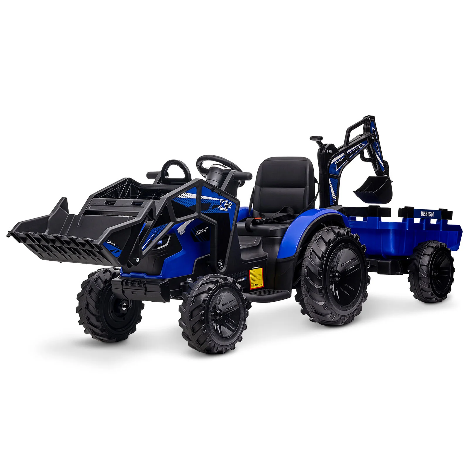 Electric Ride-On Tractor with Excavator, Bulldozer, and Trailer for Kids (24V) - Image 6