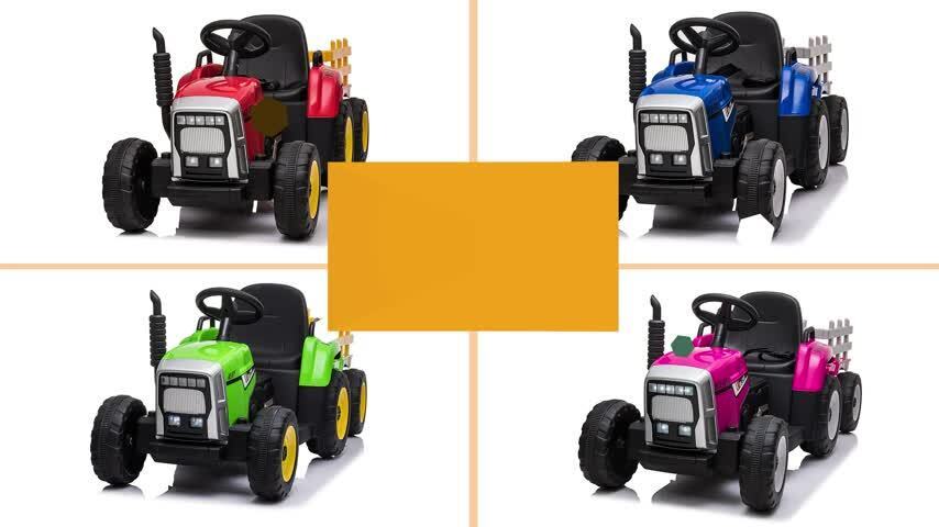 Electric Ride-On Tractor with Trailer and MP3 Player for Kids - 12V Battery-Powered Vehicle - Image 2