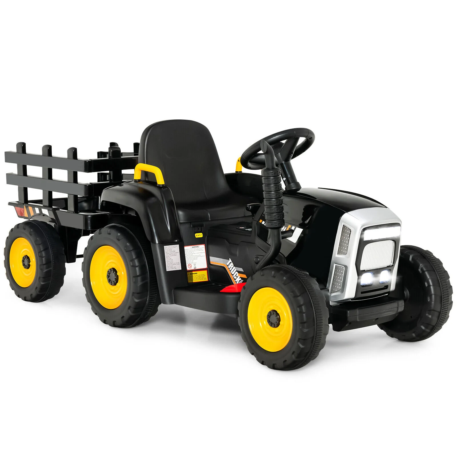 Electric Ride-on Tractor with Trailer for Kids - 3 Speeds & Remote Control - Black - Image 10