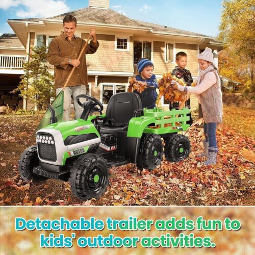 Electric Ride-On Tractor with Trailer for Kids - Remote Controlled 12V Toy Car - Image 2