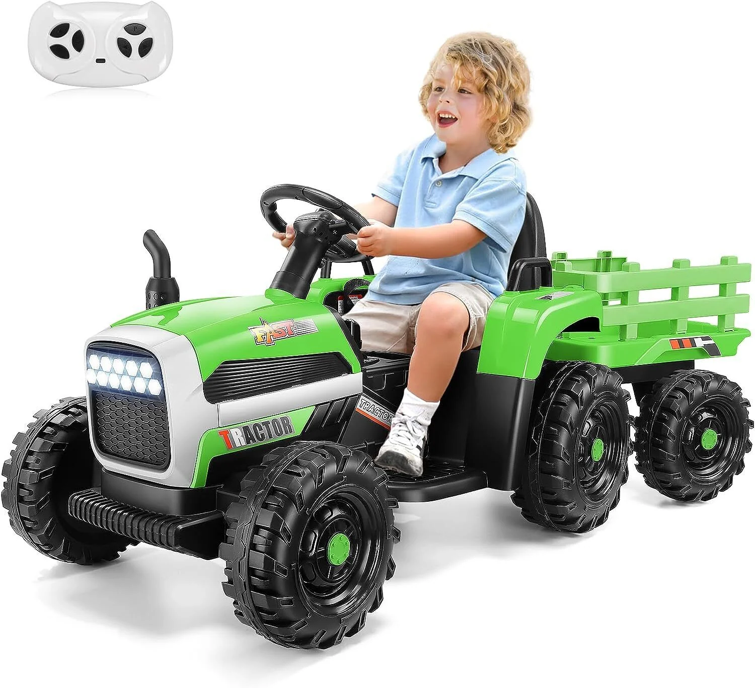 Electric Ride-On Tractor with Trailer for Kids - Remote Controlled - Image 21