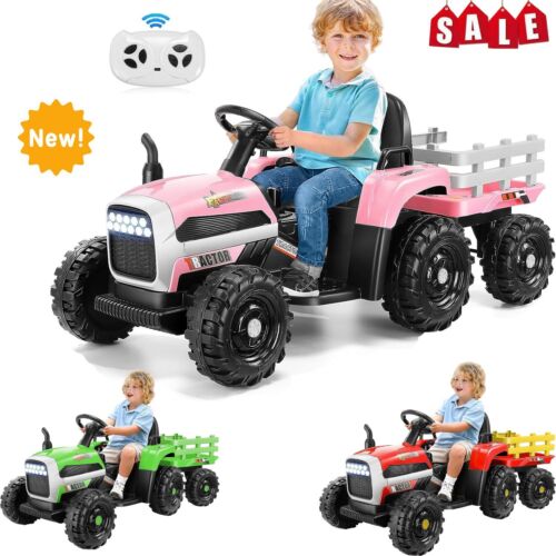 Electric Ride-On Tractor with Trailer for Kids - Remote Controlled Toy Car - Image 2