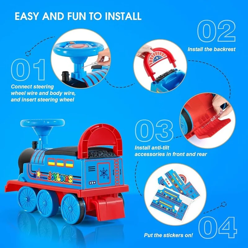Toddler Electric Ride-On Train with Curved Tracks, Lights, Horns and Hidden Storage - Image 8
