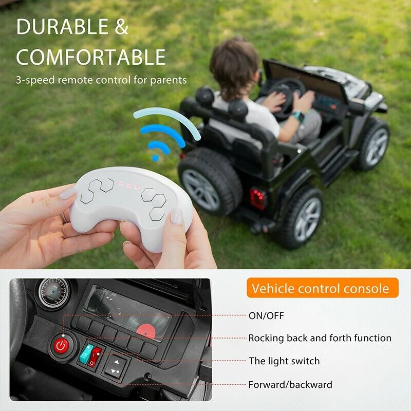 Electric Ride-On Truck for Kids with Parental Remote Control, MP3 Player, LED Lights, and 3 Speed Options - Image 3