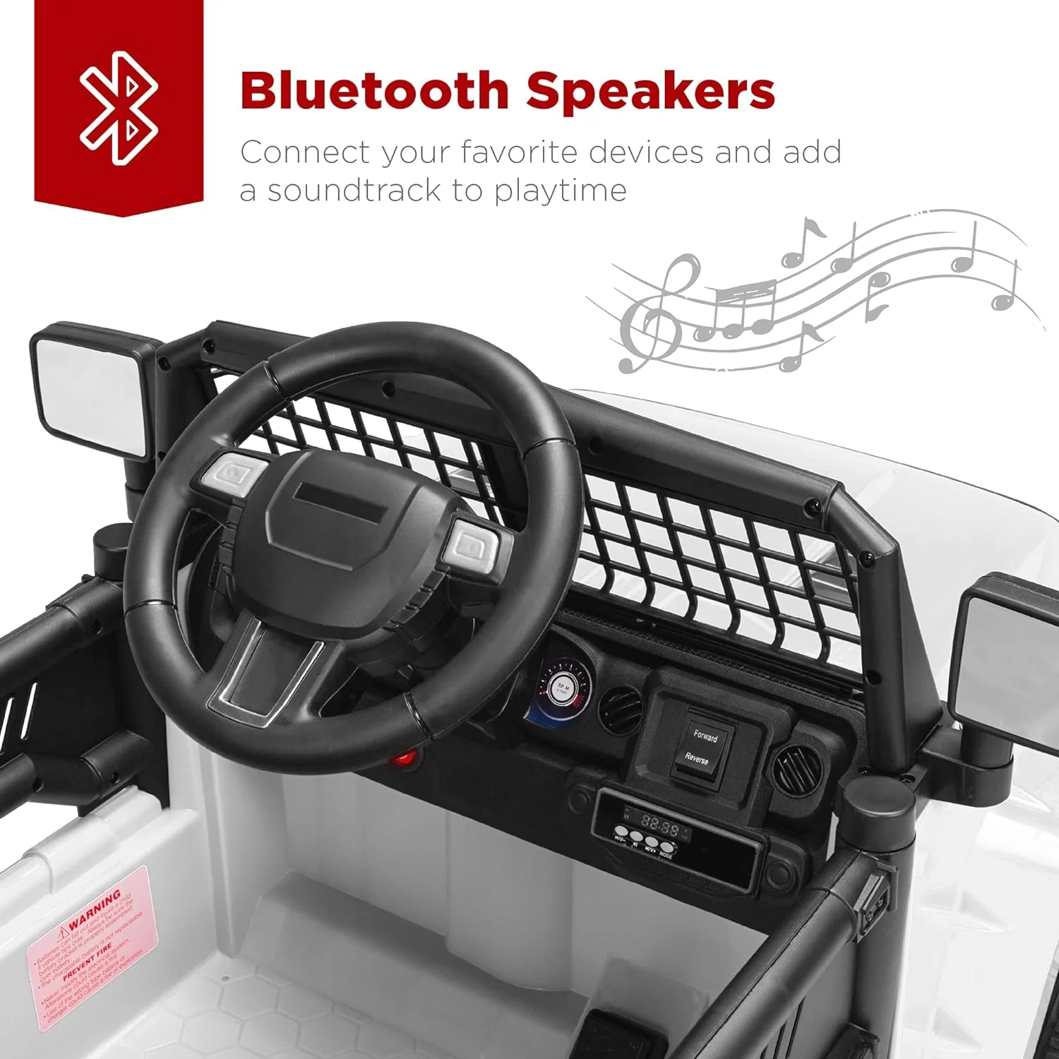 Electric Ride-On Truck for Kids with Remote Control and Aux Port - White - Image 6