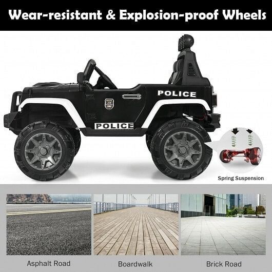 Electric Ride-On Truck for Kids with Remote Control and Magnetic Double Doors - Black & White - Image 5