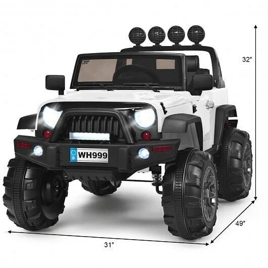 Electric Ride-On Truck for Kids with Remote Control and Magnetic Double Doors - White - Image 5