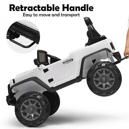 Electric Ride-On Truck for Kids with Remote Control and Magnetic Double Doors - White - Image 6