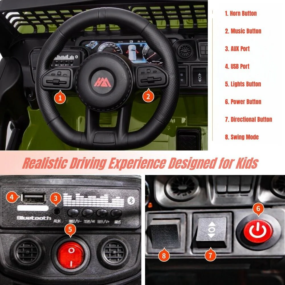 Electric Ride-On Truck for Kids with Remote Control, Bluetooth, and LED Lights - 12V - Image 6