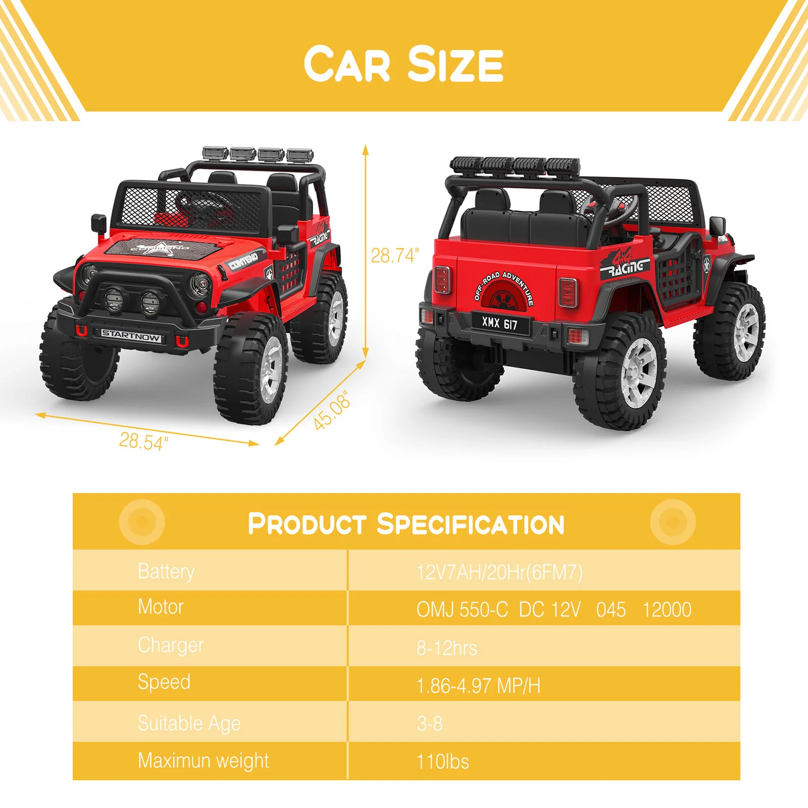 Electric Ride-On Truck for Kids with Remote Control, LED Lights, 2 Speeds, and MP3 Music - Image 5
