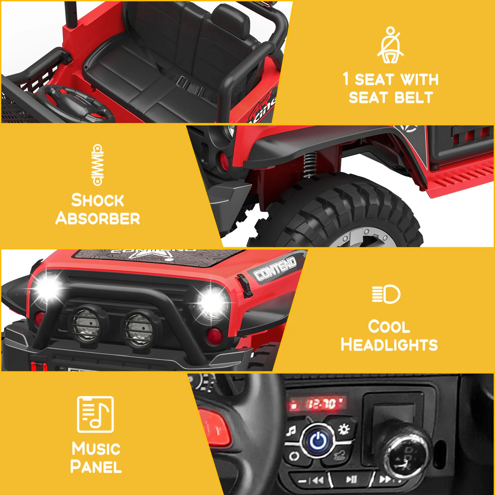 Electric Ride-On Truck for Kids with Remote Control, LED Lights, 2 Speeds, and MP3 Music - Image 8