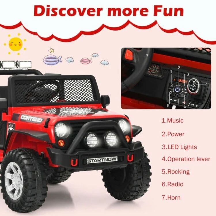 Electric Ride On Truck for Kids with Remote Control, Lights, and Music - 12V Children's Car Toy - Image 9