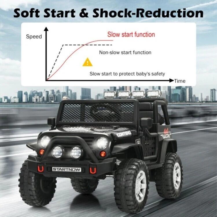 Electric Ride-On Truck for Kids with Remote Control, Lights, and Music - Black - Image 6