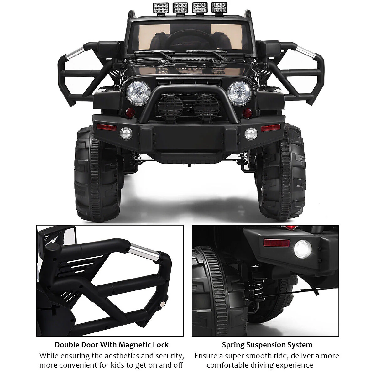 Electric Ride-On Truck for Kids with Remote Control, MP3 Player, and LED Lights - Black - Image 7