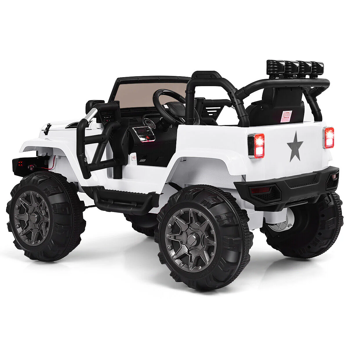 Electric Ride-On Truck for Kids with Remote Control, MP3 Player, and LED Lights - White - Image 12