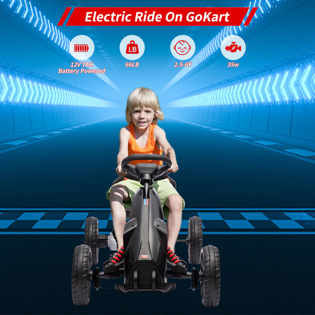12V Battery-Powered Electric Ride-On Go-Kart for Kids with Two Speed Modes - Image 7