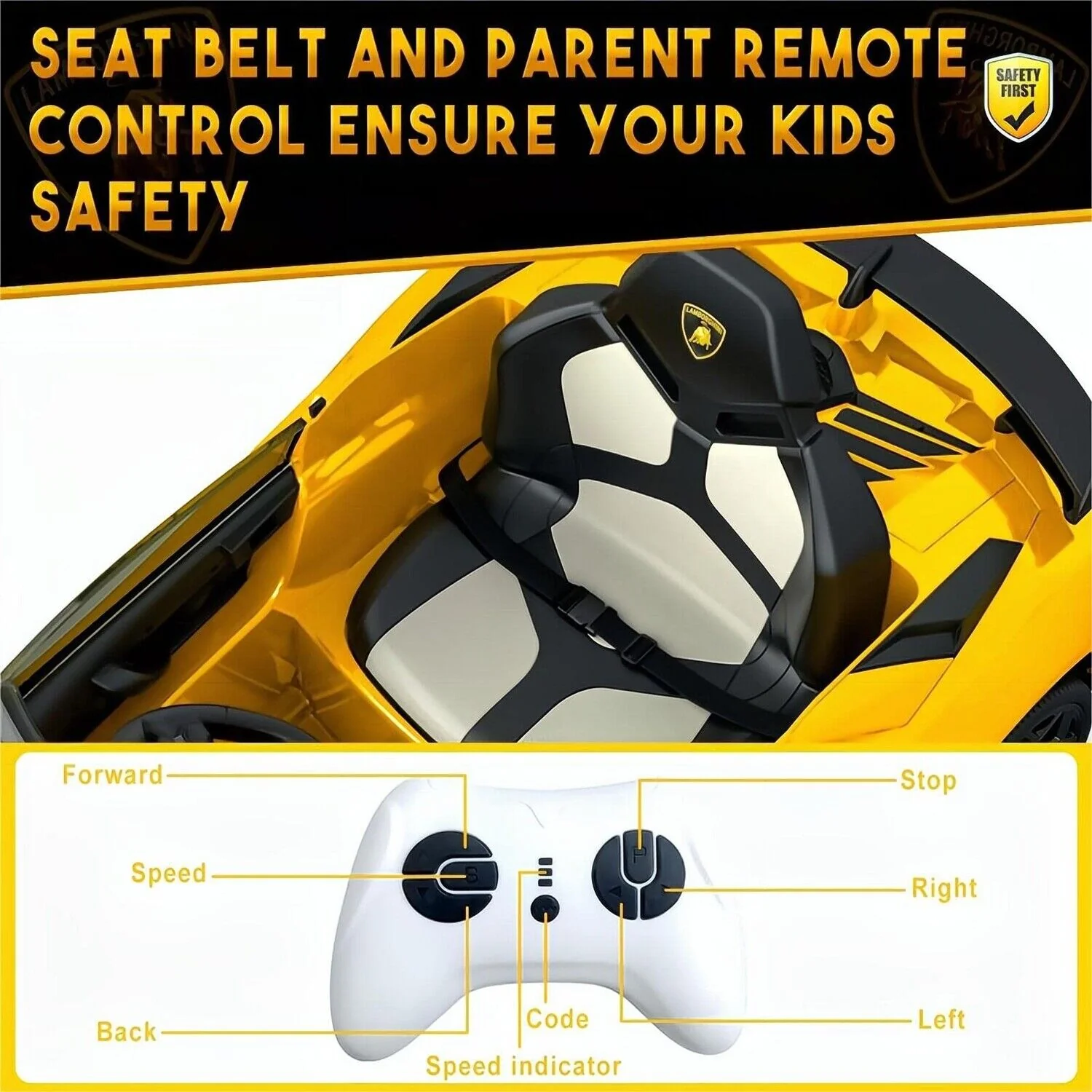 Electric Sports Car for Kids with 2 Speeds and LED Lights - 12V Ride-On Vehicle with Remote Control - Image 5