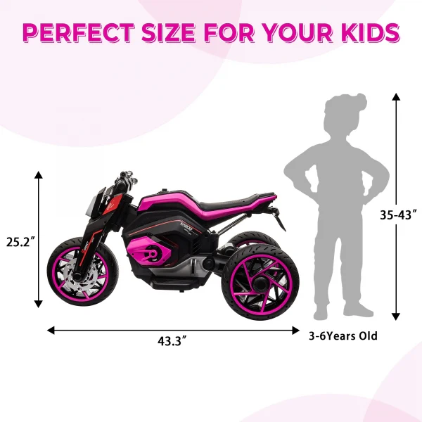 Electric Three-Wheeled Motorcycle for Kids Ages 3-8 with Horn and LED Lights - Image 7