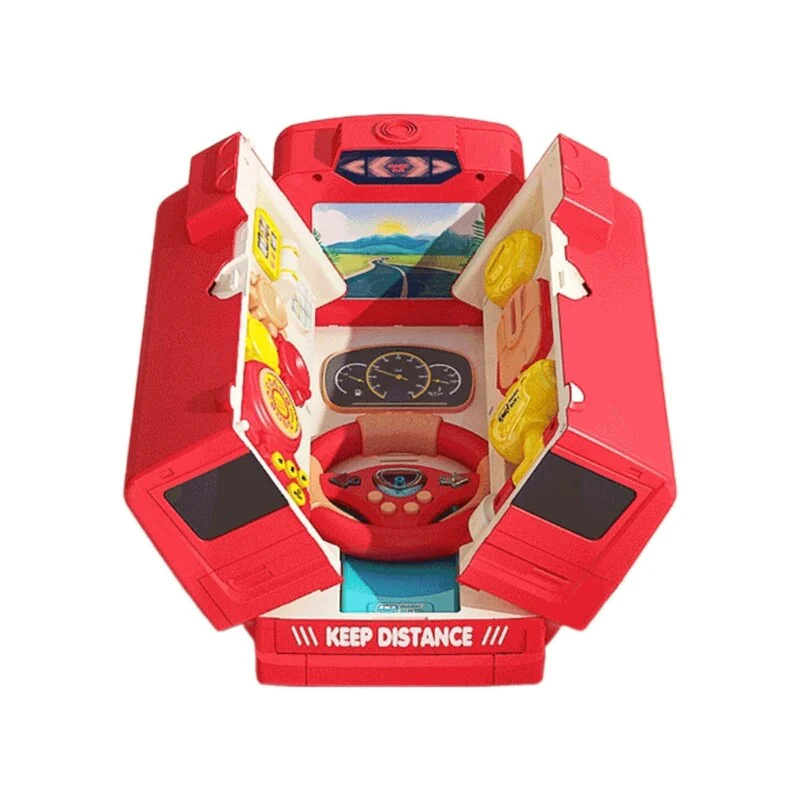 Motorized Electric Transforming Bus Toy with Music and Lights for Kids