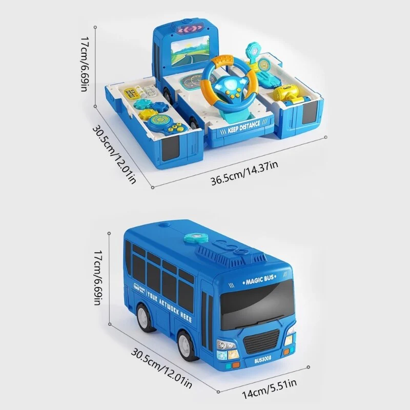 Motorized Electric Transforming Bus Toy with Music and Lights for Kids - Image 9