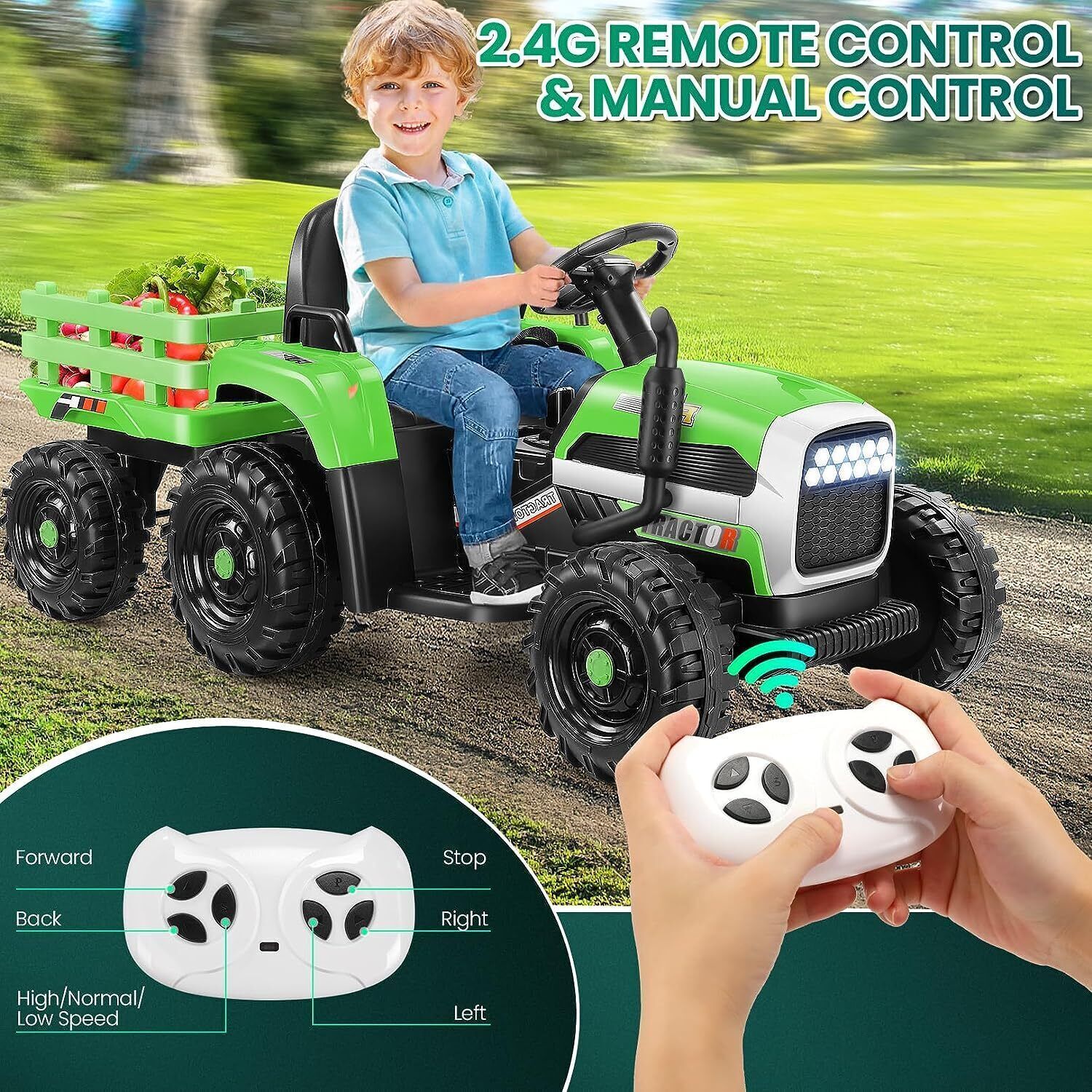 Electric Tractor for Kids with Remote Control, MP3 Player, and LED Lights - Image 19
