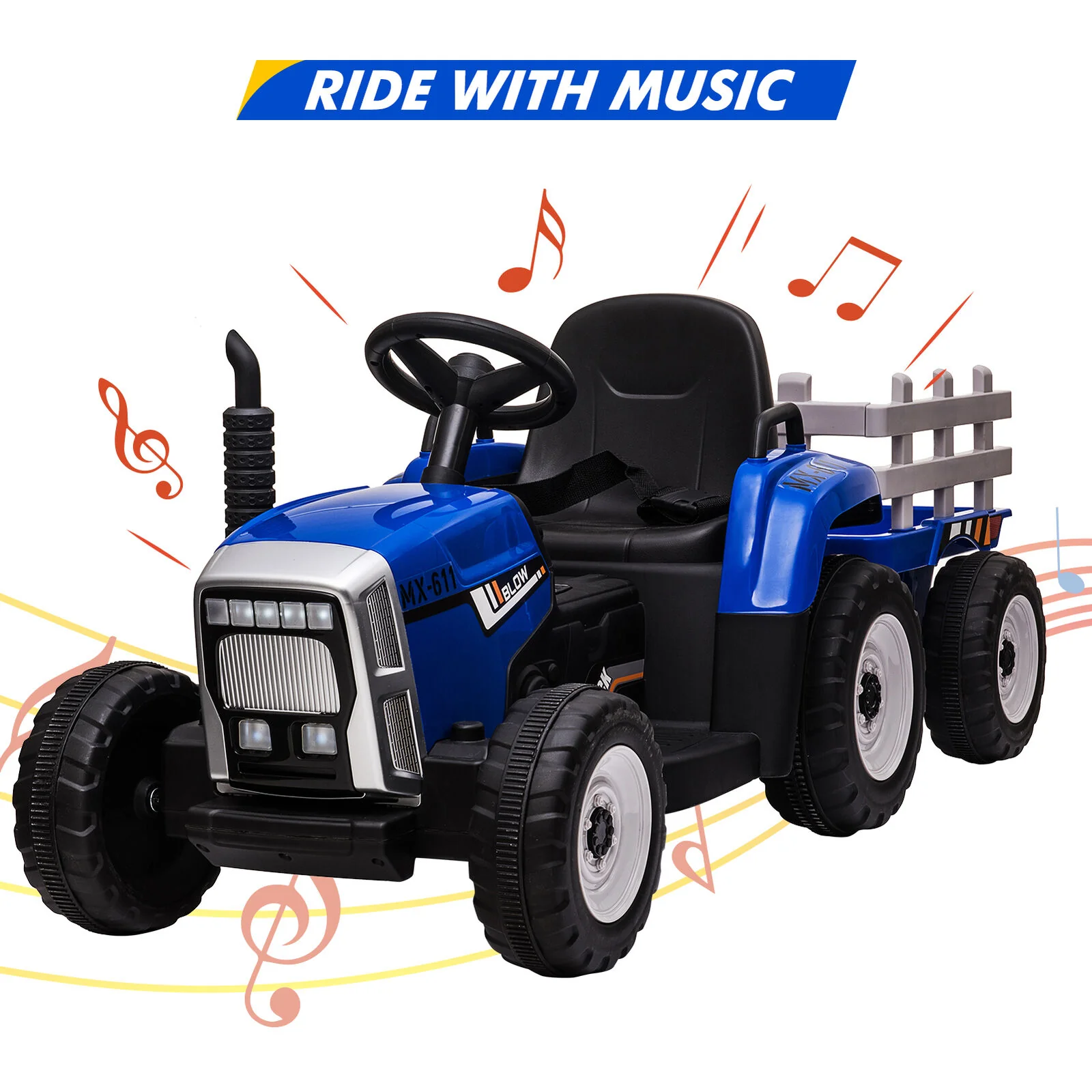 Electric Tractor Remote Control with Headlights for Kids Ages 3-6 - Image 14