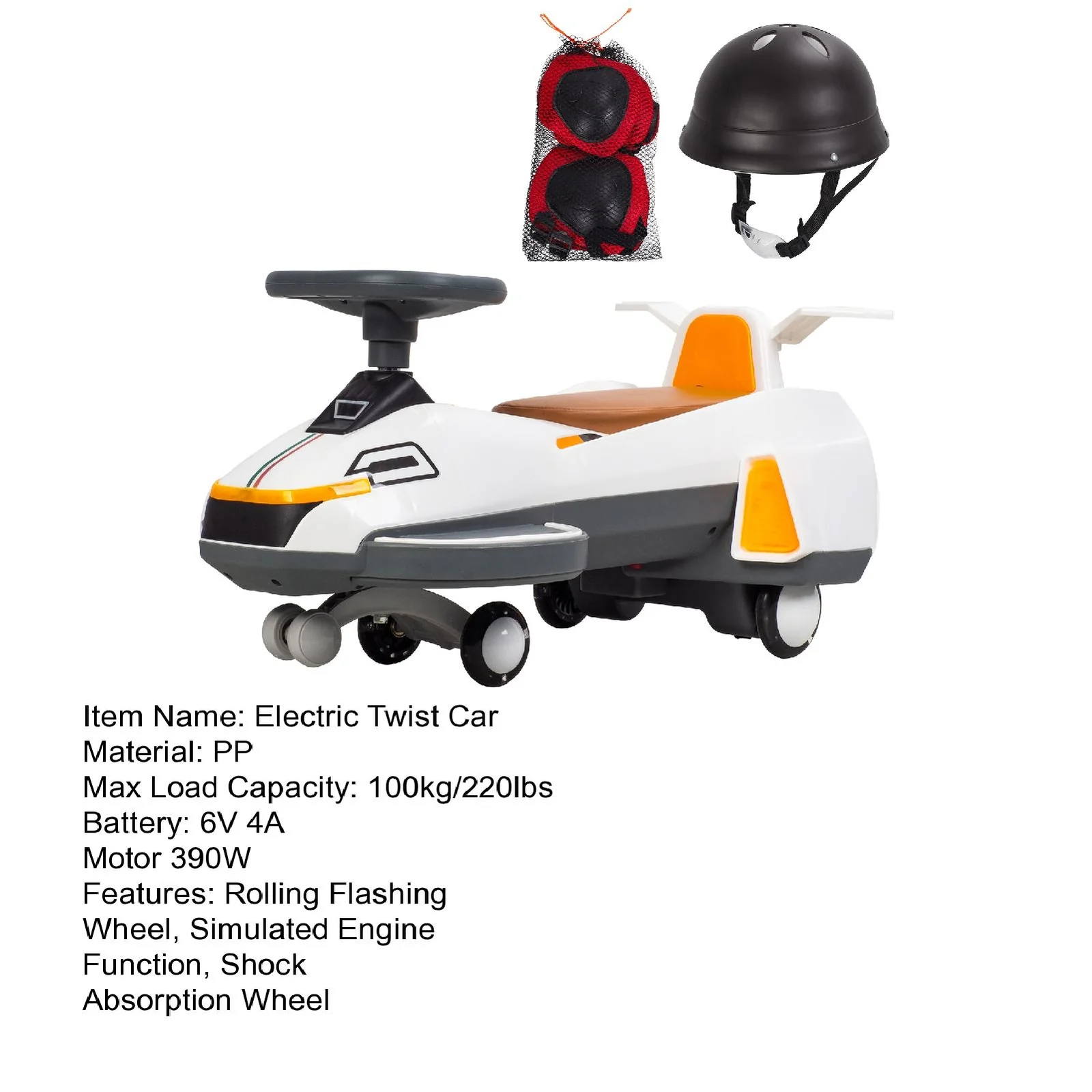 Electric Twist Car with Lights, Music, Helmet, and 2-in-1 Swing for Ages 1-6 Years - Image 13