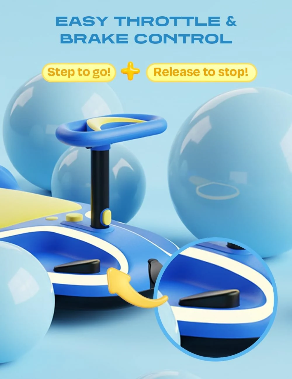 Rechargeable 21.6V Wiggle Car for Kids with 3 Speed Lights - Image 5