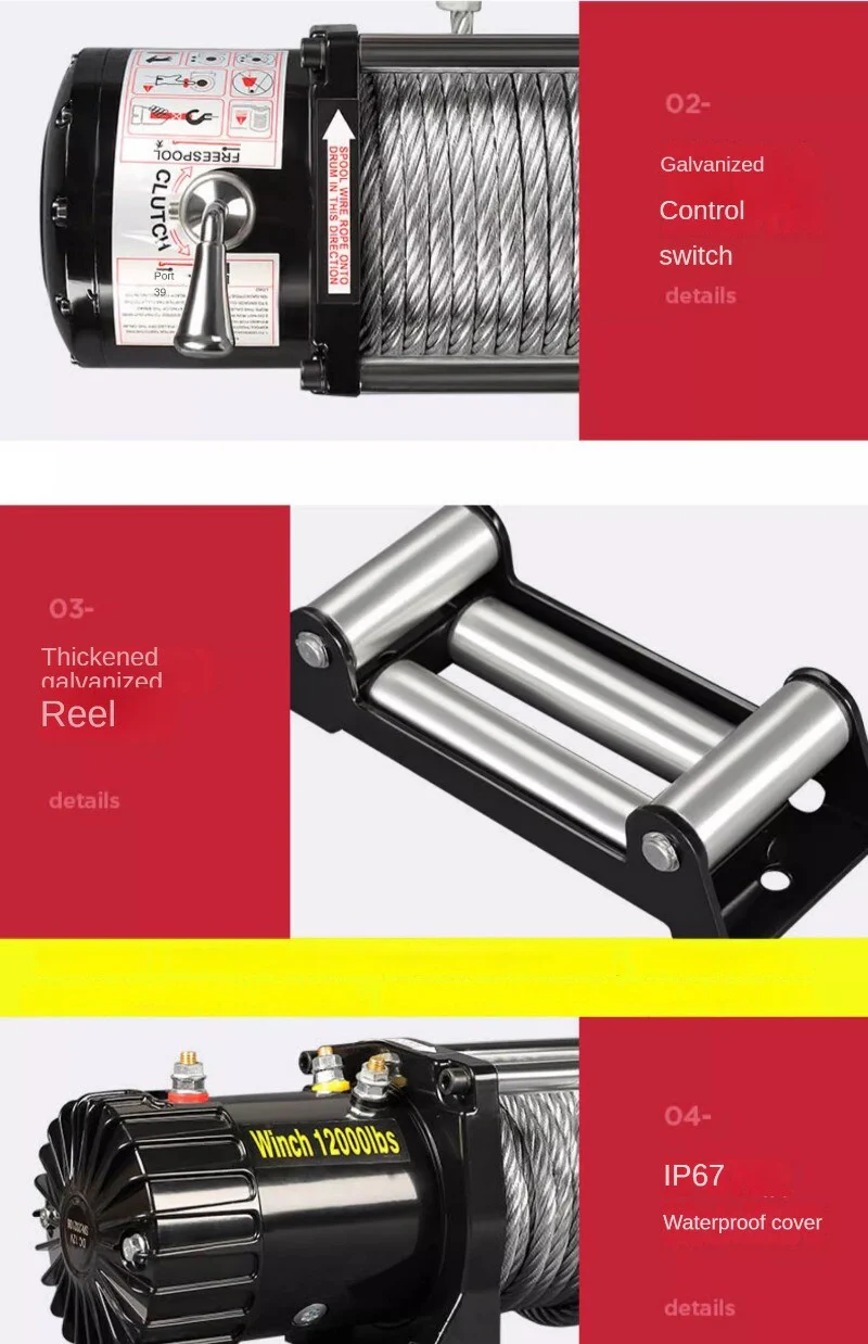 12V 24V Electric Car Winch Small Self-Rescue Crane Hoist - Image 5