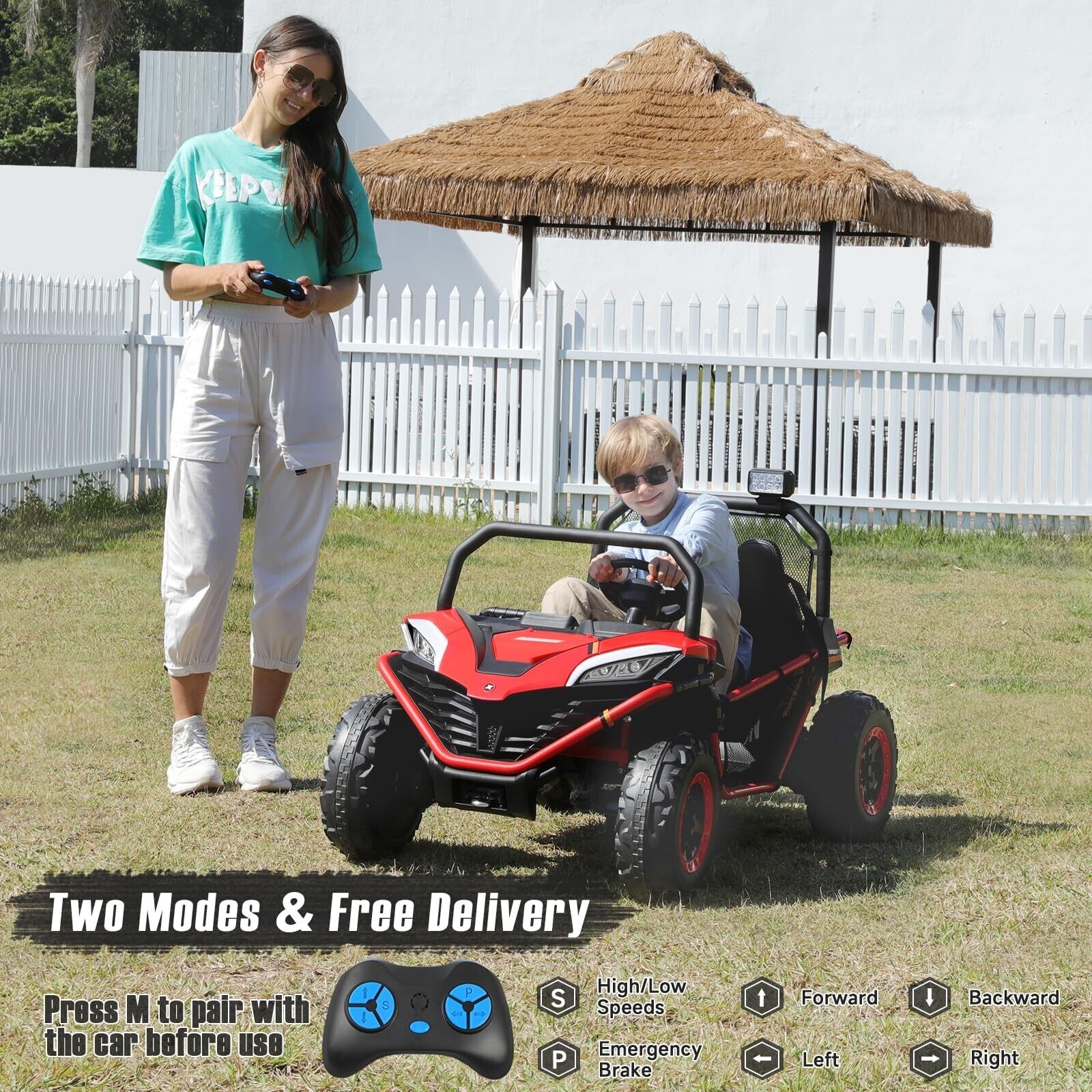 ELEMARA 2 Seater Kids' Ride-on Car, 12V Battery-Powered Off-Road UTV Toy, 4 Wheel Drive - Image 3