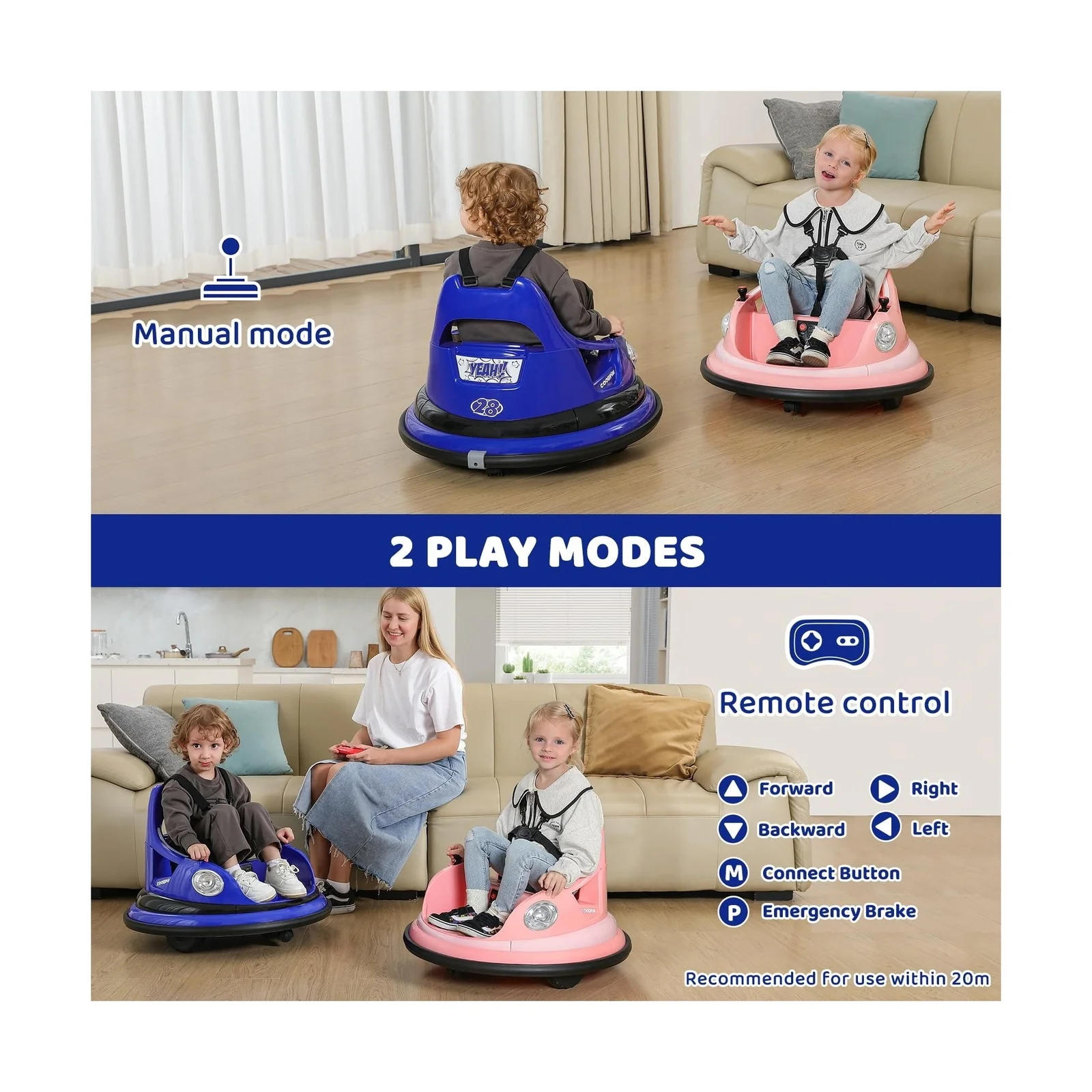 Ride-On Bumper Car for Toddlers with 12V Battery and 1.9 MPH Max Speed - Image 3