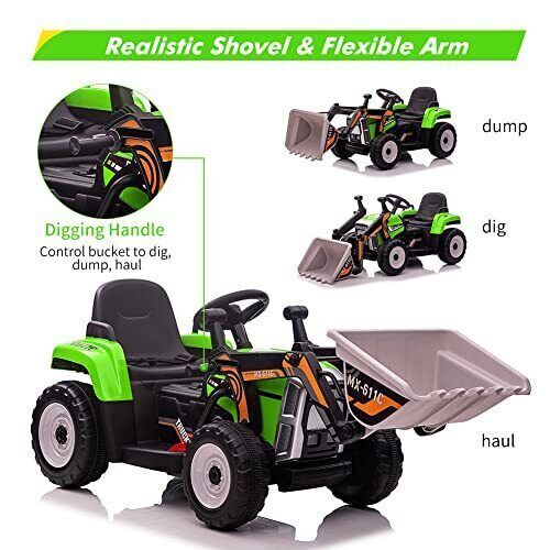 Excavate Fun with Our 12V Electric Ride-On Digger Truck for Kids - 3 Speeds, 7-LED Lights - Image 2
