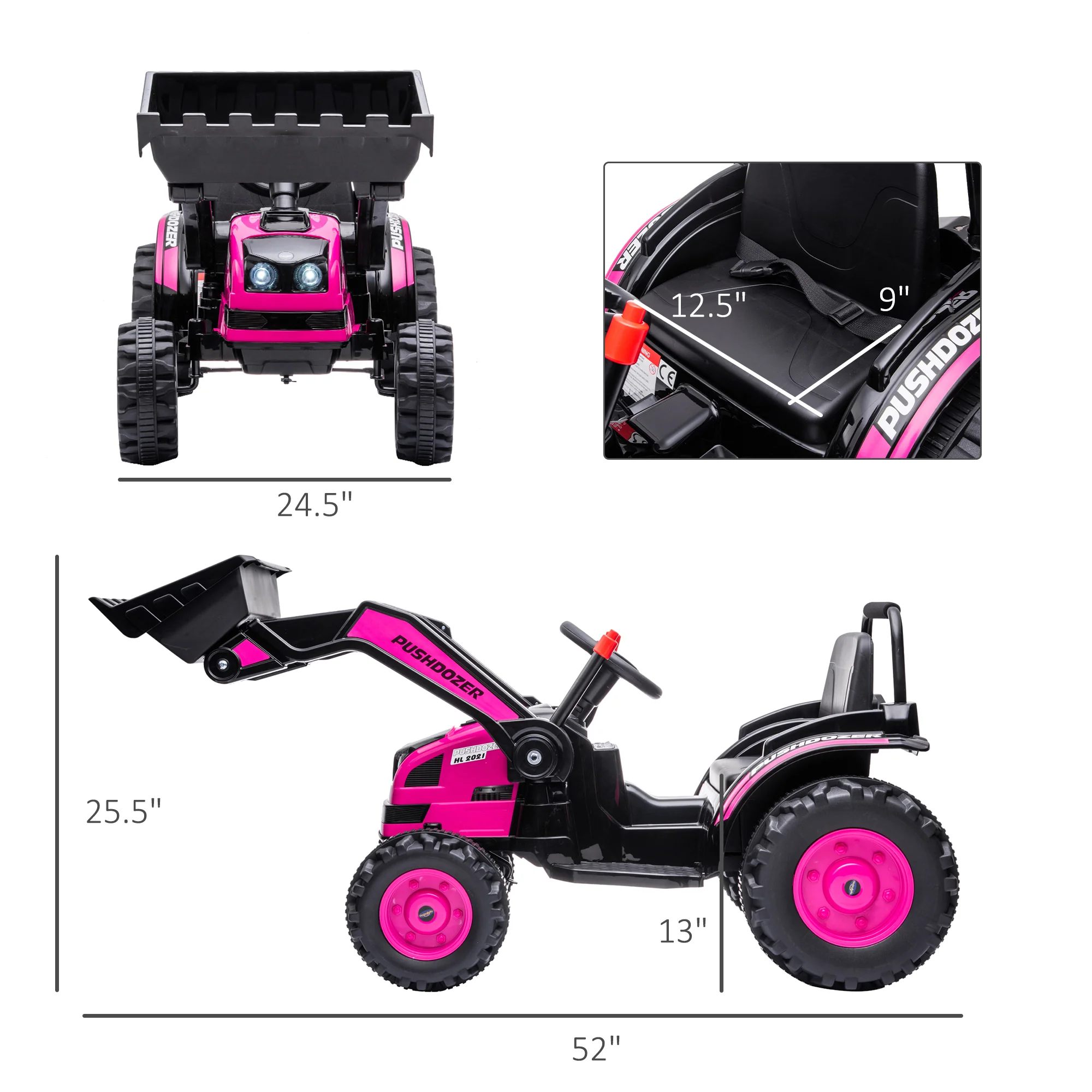 Excavator 6V Battery Tractor with Music and Headlight for Kids' Riding Fun - Image 14