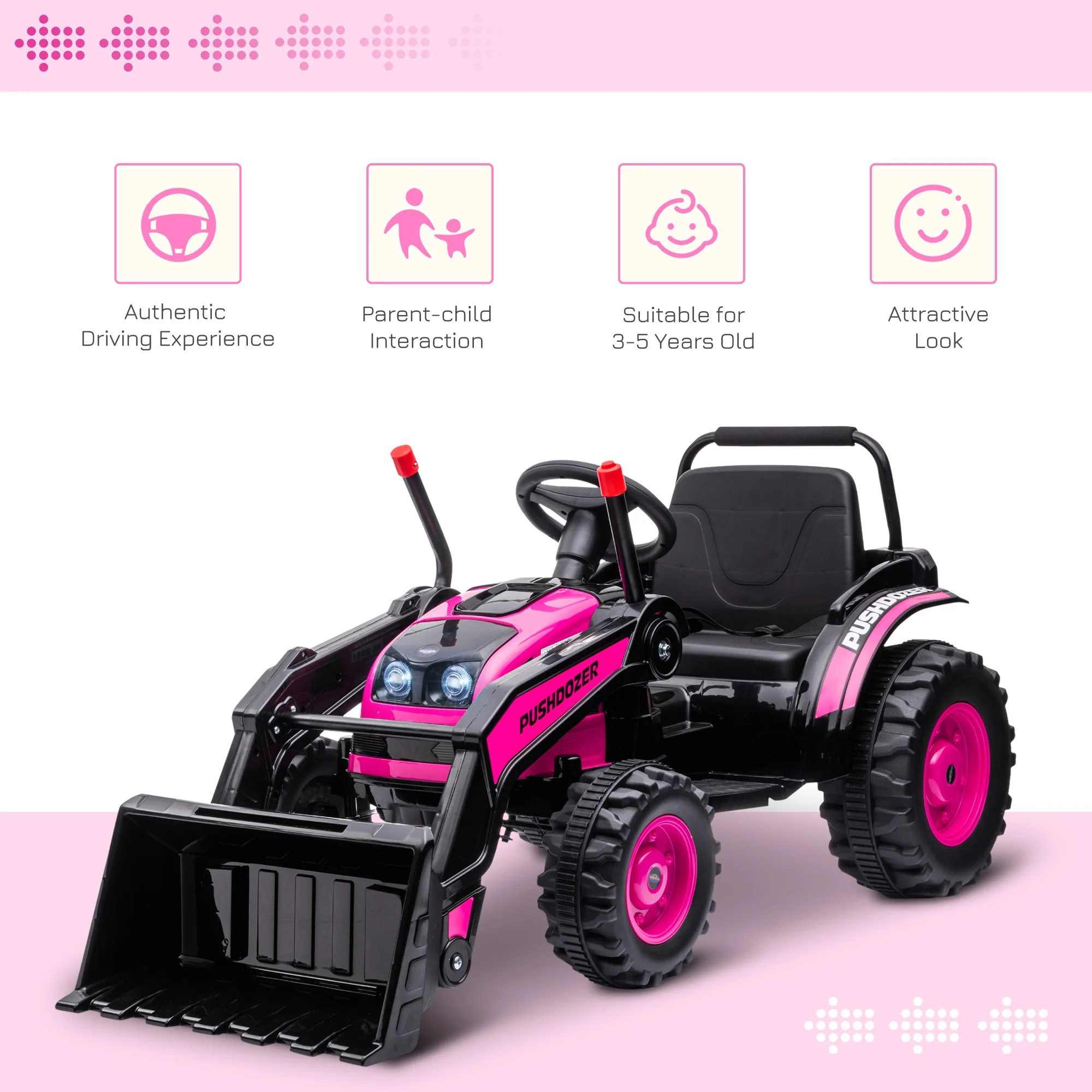 Excavator 6V Battery Tractor with Music and Headlight for Kids' Riding Fun - Image 17