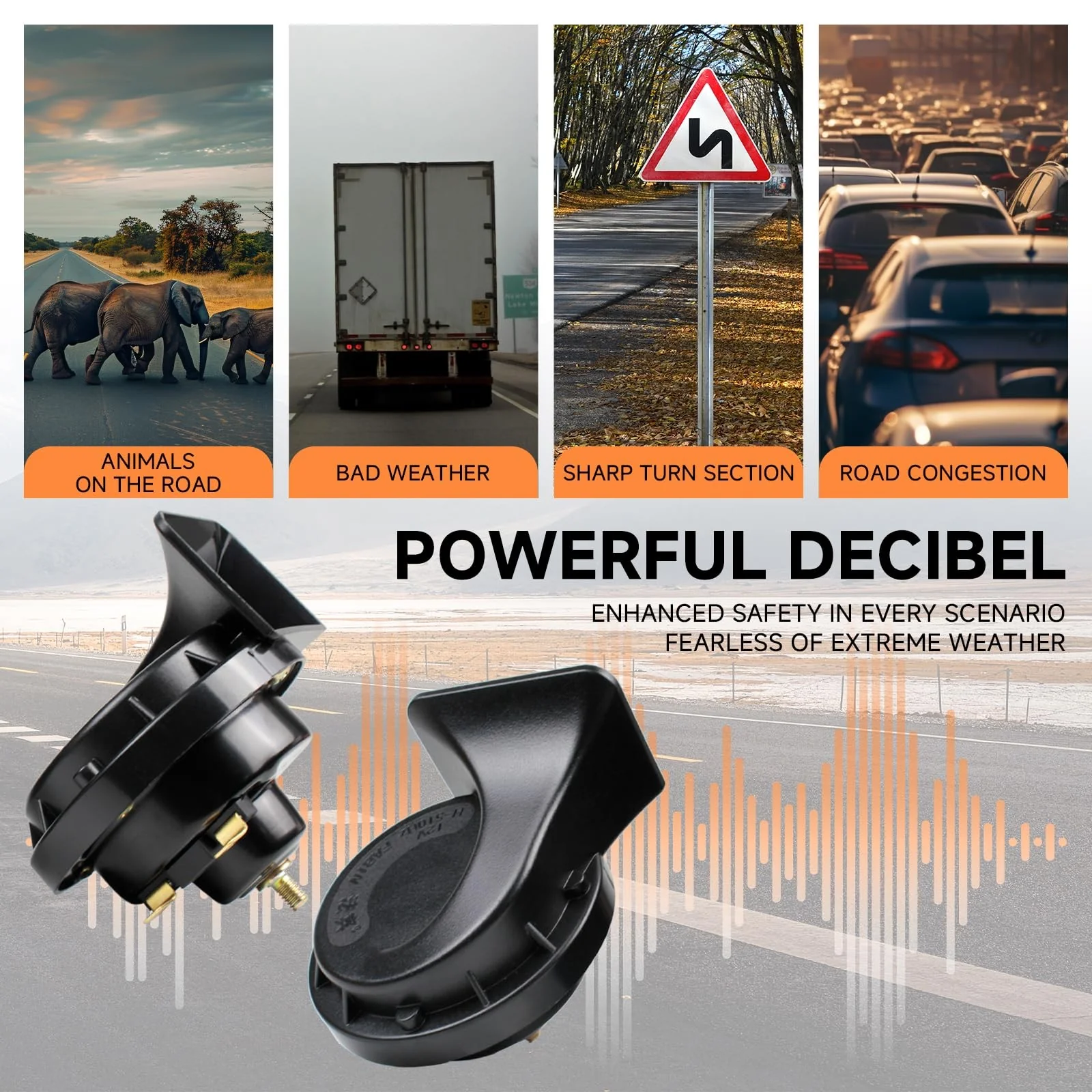 12V Electric Dual-Tone Loud Waterproof Snail Car Horn - Image 2