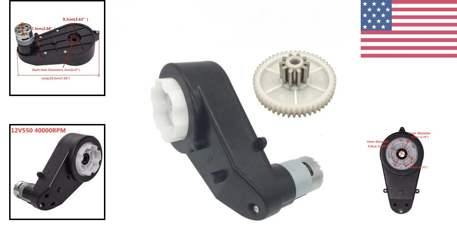 High-Speed 40000 RPM 12V Motor and Gearbox for Children's Electric Ride-On Toys - Image 2