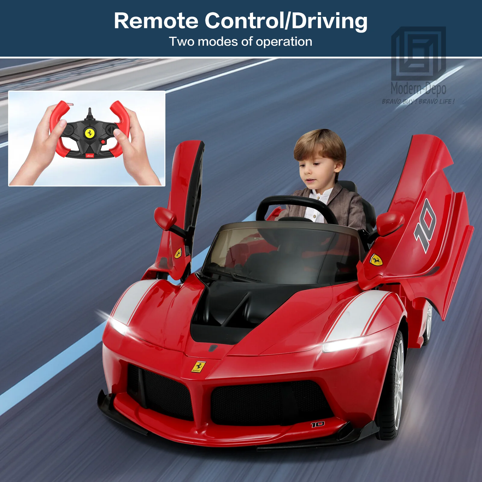 12V Ride-On Sports Car Toy with Remote Control for Kids and Toddlers - Image 2