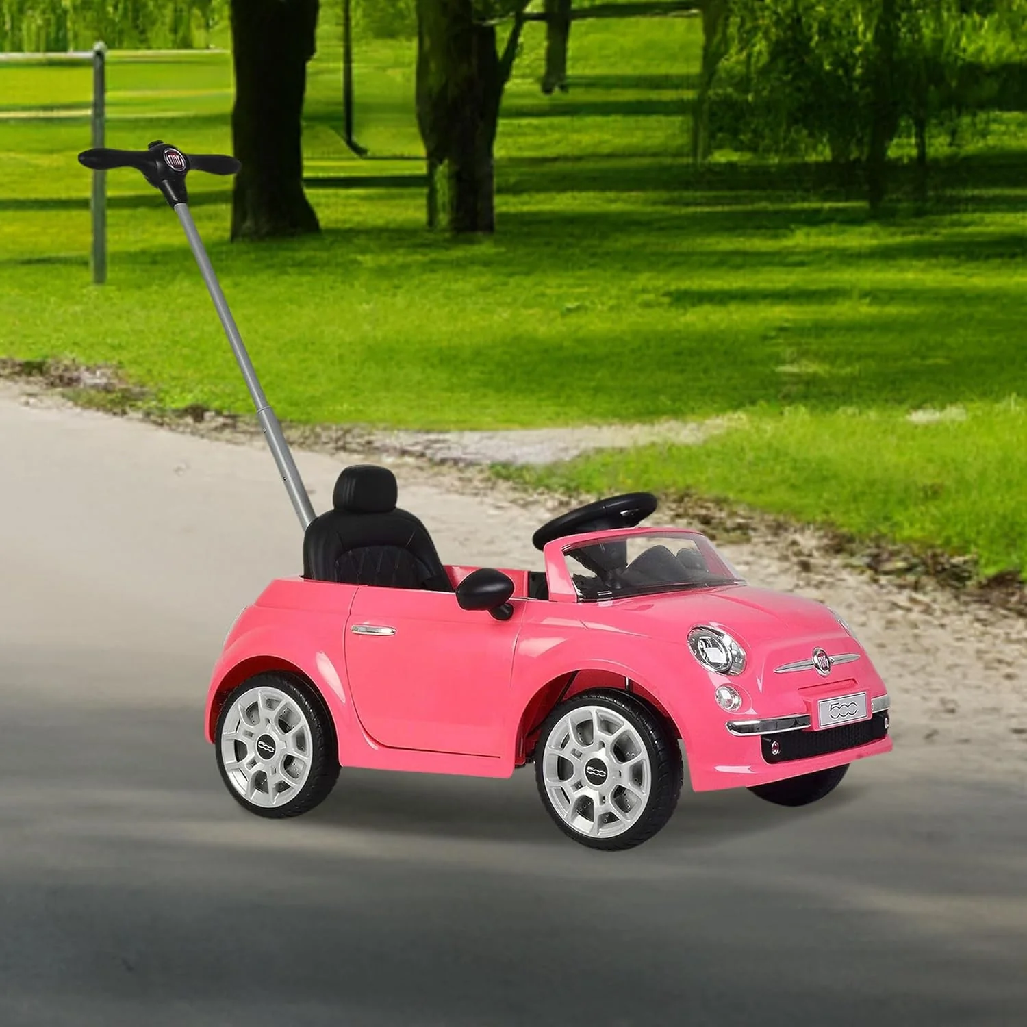 Large Pink Push Car Fiat 500 Toy - Image 7