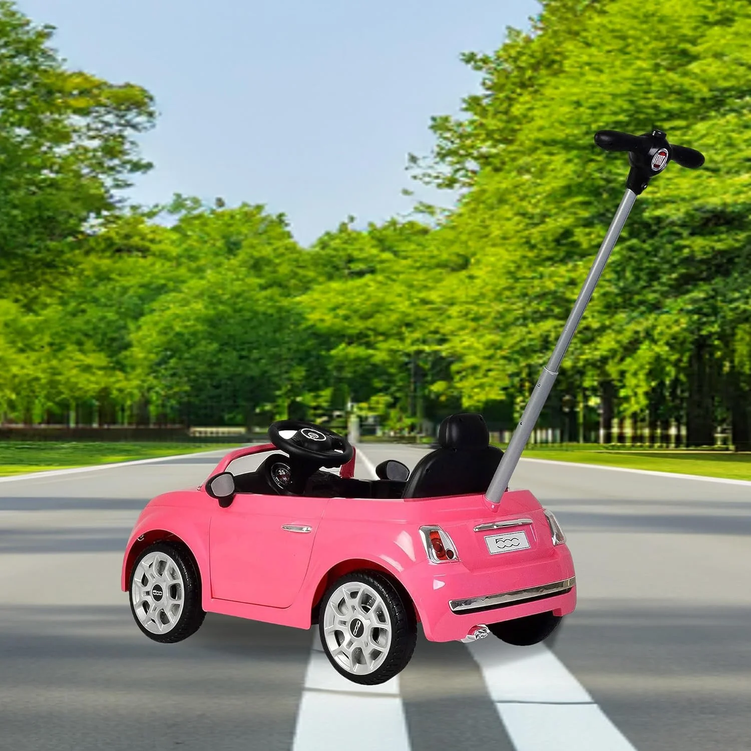 Large Pink Push Car Fiat 500 Toy - Image 9
