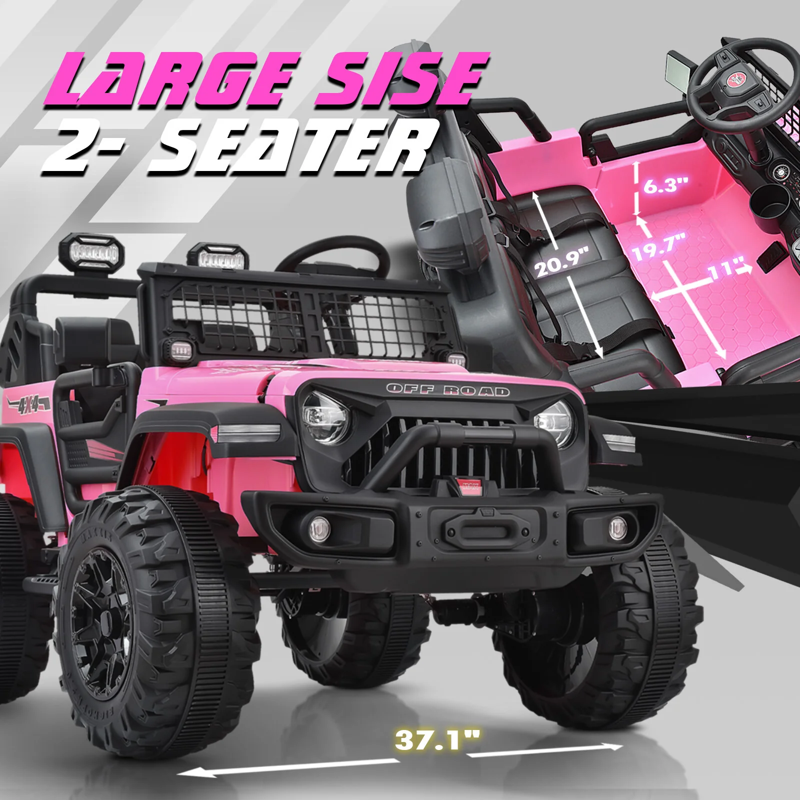 24V Electric 4x4 Ride-On Truck for Kids XXL 2-Seater with Powerful 4WD - Image 4