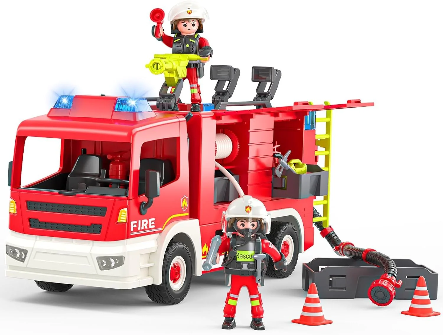 Interactive Fire Truck and Firefighter Toy with Realistic Lights and Sounds