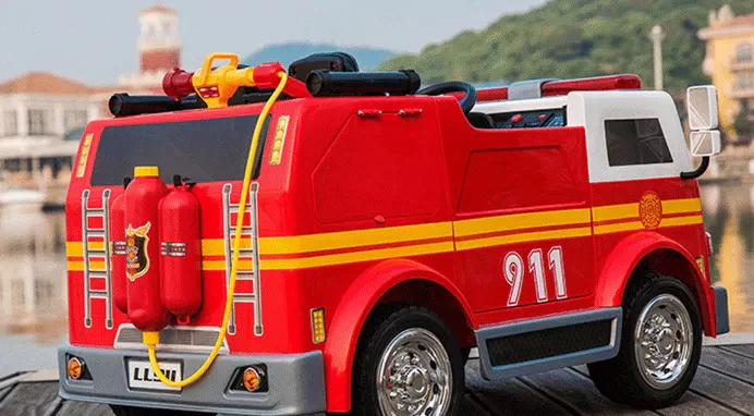2 Seater Fire Truck Ride On Toy W/Wireless Control Working Water Shooting Hose Function PA System Red - Image 10