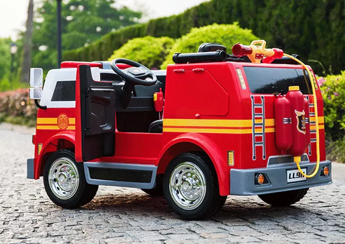 2 Seater Fire Truck Ride On Toy W/Wireless Control Working Water Shooting Hose Function PA System Red - Image 12