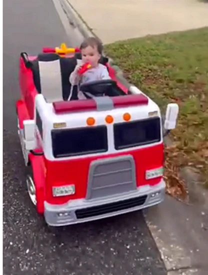 Fire Truck Ride On Toy 2 Seater Red W/Fire Hose Function PA System - Image 5