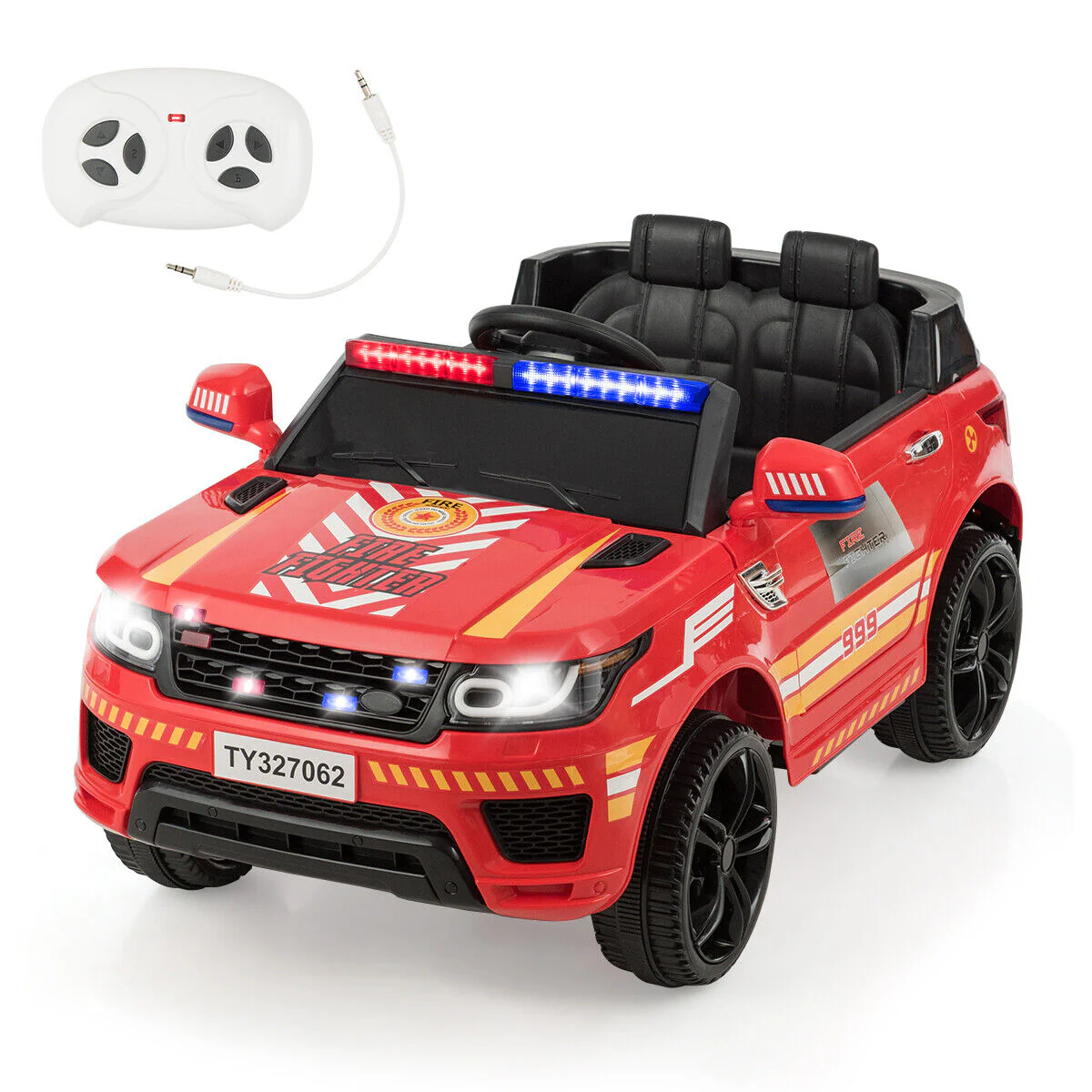Fire Up Your Child's Imagination with the HoneyJoy 12V Ride-On Fire Truck - Featuring LED Lights and Siren! - Image 9